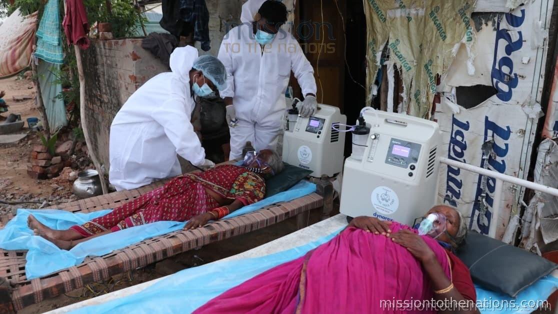 Advanced medical equipment at a mobile camp